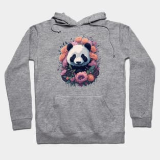 Cute smiling Giant Panda bear with florals and foliage t-shirt design, apparel, mugs, cases, wall art, stickers, travel mug Hoodie